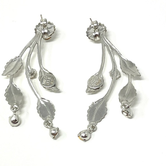 New Anthropologie BHLDN Miss Ellie Silver Leaf Drop Earrings - Picture 5 of 6
